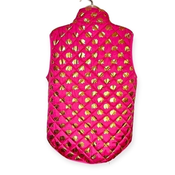 Simply Southern Gold Elephant Quilted Puffer Vest Pink Large - Picture 6 of 7